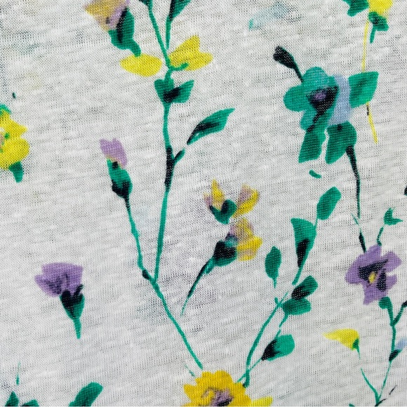 Loft Linen Multicolor Floral Flutter Sleeve Top Size M - Picture 8 of 10